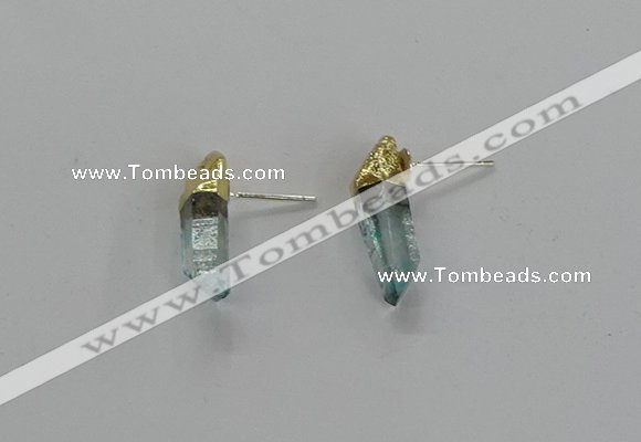 NGE255 5*18mm - 6*22mm sticks dyed white crystal earrings