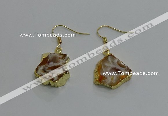 NGE258 13*18mm - 15*20mm freeform druzy agate earrings