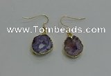 NGE259 13*18mm - 15*20mm freeform druzy agate earrings