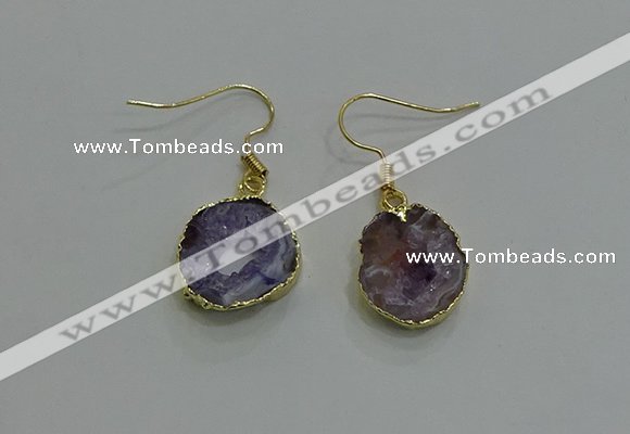 NGE259 13*18mm - 15*20mm freeform druzy agate earrings