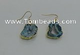 NGE261 13*18mm - 15*20mm freeform druzy agate earrings