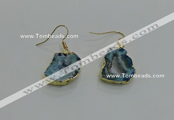 NGE261 13*18mm - 15*20mm freeform druzy agate earrings