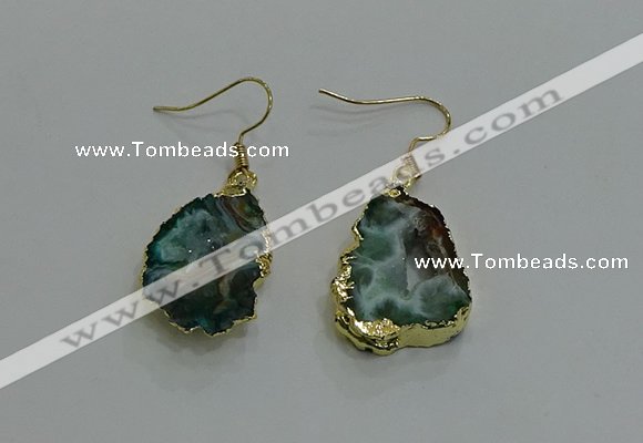 NGE262 13*18mm - 15*20mm freeform druzy agate earrings