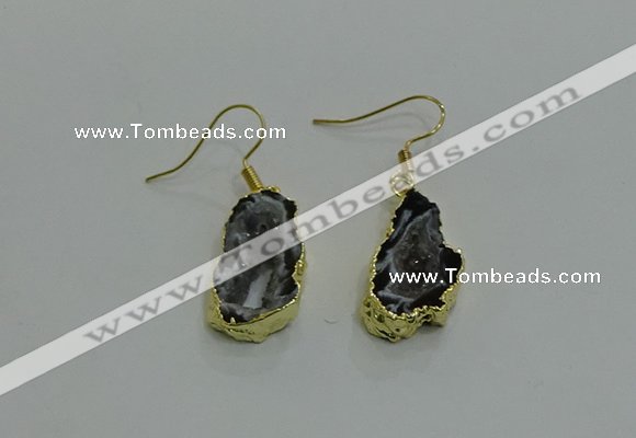 NGE263 13*18mm - 15*20mm freeform druzy agate earrings