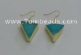 NGE269 18*22mm - 20*22mm triangle druzy agate earrings