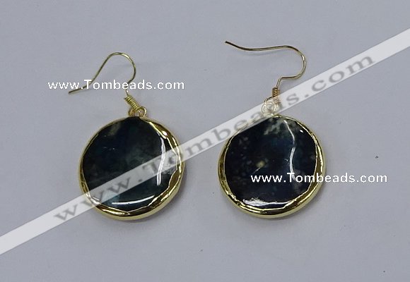 NGE275 25mm flat round agate gemstone earrings wholeasle