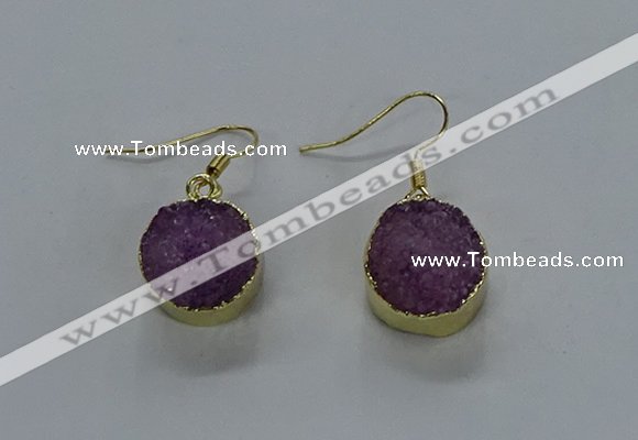 NGE278 15mm - 16mm coin druzy agate gemstone earrings wholeasle