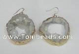 NGE28 30*35mm - 35*40mm freeform plated druzy agate earrings