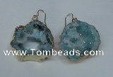 NGE31 30*35mm - 35*40mm freeform plated druzy agate earrings