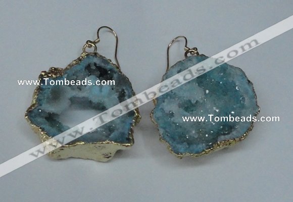 NGE31 30*35mm - 35*40mm freeform plated druzy agate earrings