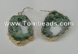 NGE32 30*35mm - 35*40mm freeform plated druzy agate earrings