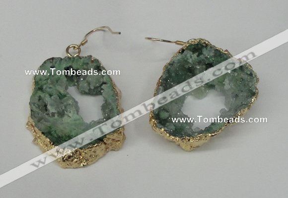 NGE32 30*35mm - 35*40mm freeform plated druzy agate earrings