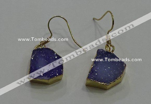 NGE322 10*14mm - 12*16mm freeform druzy agate gemstone earrings