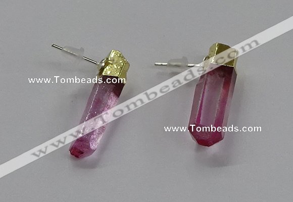 NGE328 5*18mm - 6*22mm sticks dyed white crystal earrings wholesale