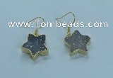 NGE345 14mm - 16mm star druzy agate earrings wholesale