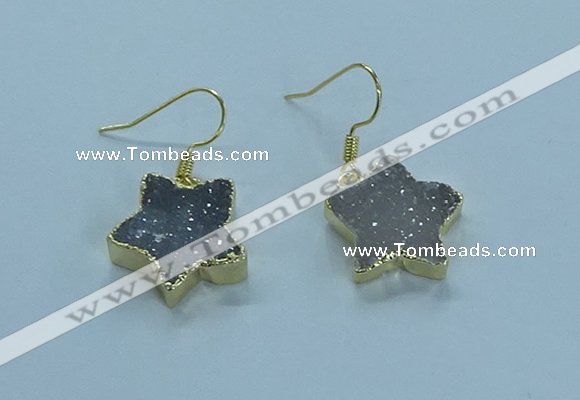 NGE345 14mm - 16mm star druzy agate earrings wholesale