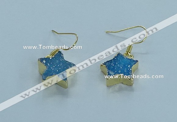 NGE349 14mm - 16mm star druzy agate earrings wholesale