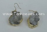 NGE35 20*25mm - 25*30mm freeform plated druzy agate earrings