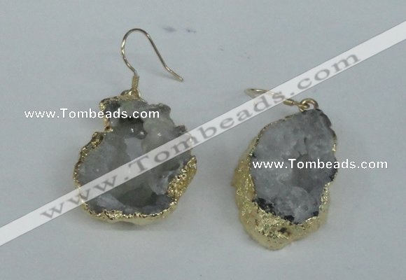 NGE35 20*25mm - 25*30mm freeform plated druzy agate earrings