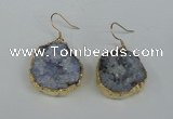 NGE36 20*25mm - 25*30mm freeform plated druzy agate earrings