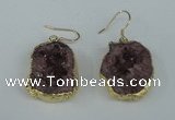 NGE37 20*25mm - 25*30mm freeform plated druzy agate earrings