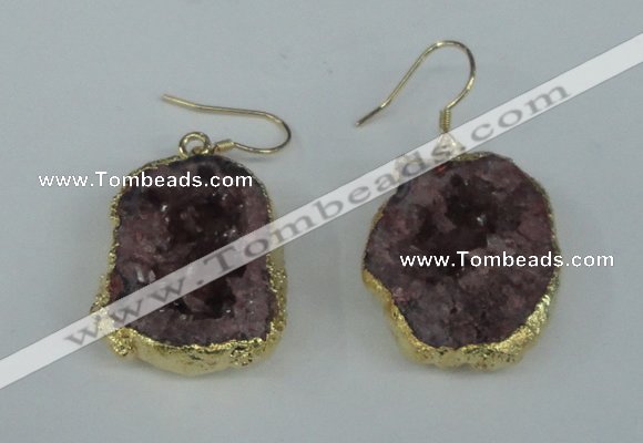 NGE37 20*25mm - 25*30mm freeform plated druzy agate earrings