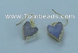 NGE370 13*13mm - 14*14mm heart druzy agate earrings wholesale