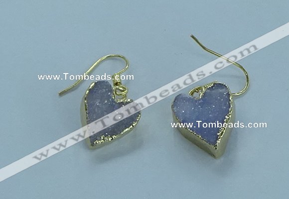 NGE370 13*13mm - 14*14mm heart druzy agate earrings wholesale