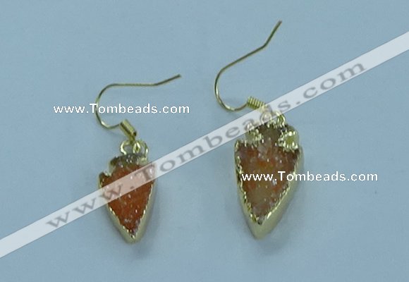 NGE381 9*18mm - 10*20mm arrowhead druzy agate earrings wholesale