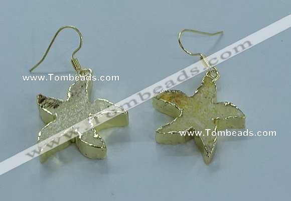 NGE389 20mm - 22mm starfish druzy agate earrings wholesale