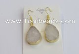 NGE400 15*20mm teardrop druzy agate gemstone earrings wholesale