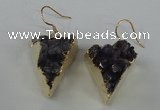 NGE41 18*22mm - 20*25mm triangle druzy amethyst earrings