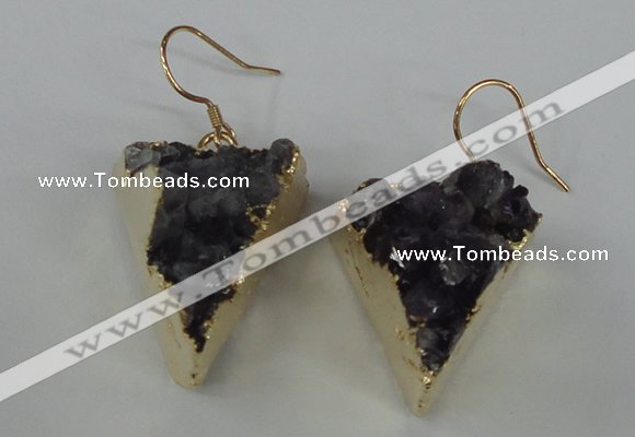 NGE41 18*22mm - 20*25mm triangle druzy amethyst earrings