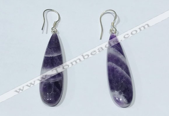 NGE410 10*35mm flat teardrop dogtooth amethyst earrings