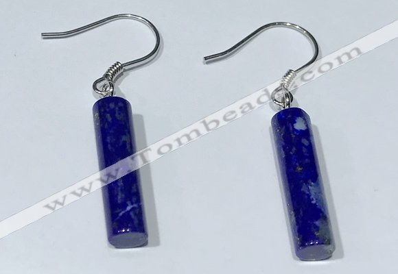 NGE411 5*18mm tube lapis lazuli earrings wholesale