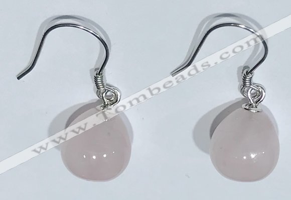 NGE428 10*10mm teardrop rose quartz earrings wholesale