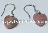 NGE430 10*10mm heart-shaped rhodonite earrings wholesale