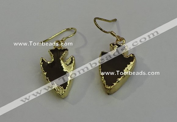 NGE5000 16*20mm - 18*25mm arrowhead smoky quartz earrings