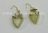 NGE5001 16*20mm - 18*25mm arrowhead lemon quartz earrings