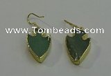 NGE5003 16*20mm - 18*25mm arrowhead green aventurine earrings