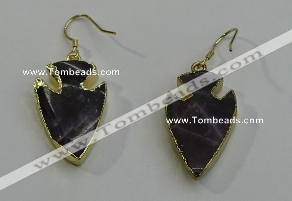 NGE5004 18*25mm - 20*30mm arrowhead amethyst earrings