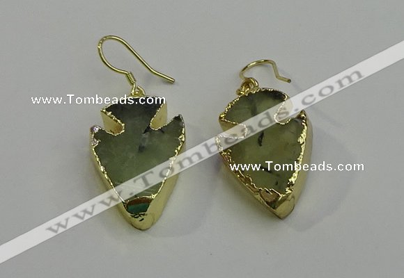 NGE5006 18*25mm - 20*30mm arrowhead green rutilated quartz earrings