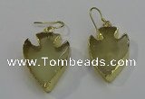 NGE5008 20*30mm - 25*30mm arrowhead lemon quartz earrings