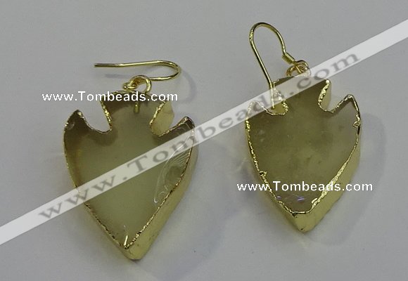 NGE5008 20*30mm - 25*30mm arrowhead lemon quartz earrings