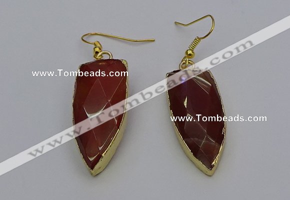 NGE5068 12*35mm - 15*40mm arrowhead red rabbit hair pendants