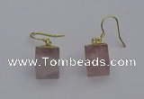 NGE5081 10*15mm cube rose quartz gemstone earrings wholesale