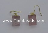 NGE5081 10*15mm cube rose quartz gemstone earrings wholesale