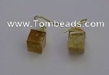 NGE5083 10*15mm cube citrine gemstone earrings wholesale