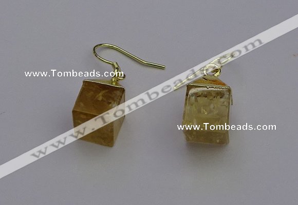 NGE5083 10*15mm cube citrine gemstone earrings wholesale