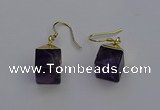 NGE5086 10*15mm cube amethyst gemstone earrings wholesale